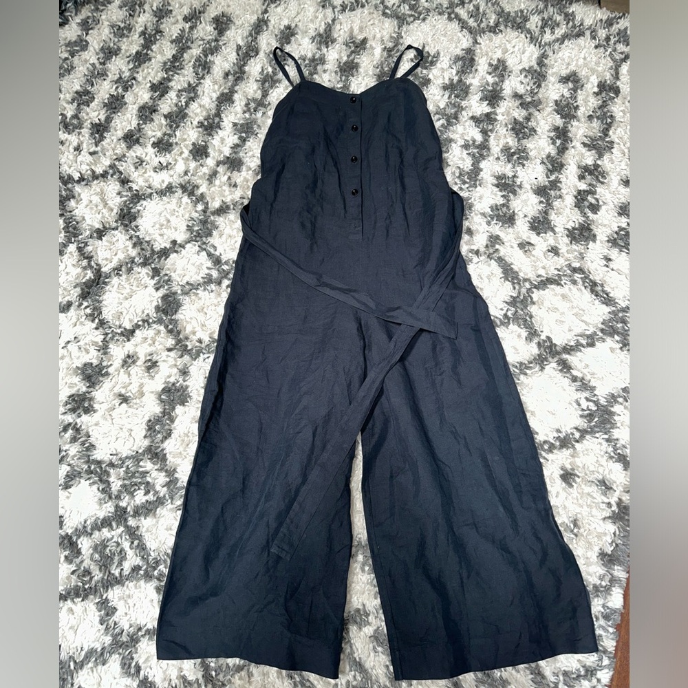 Cos women’s linen wide leg jumpsuit black size 4